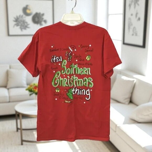 Women M Christmas T-Shirt Red - Picture 1 of 7